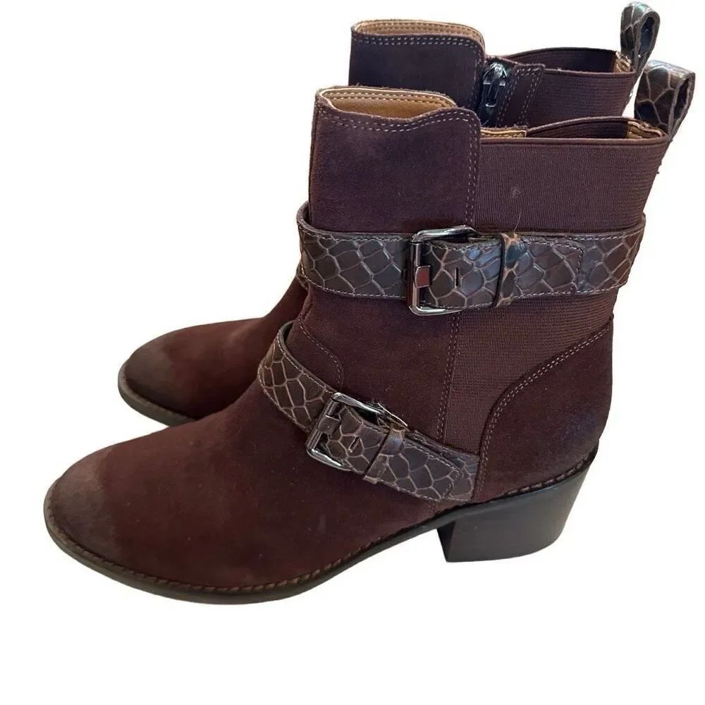 NWT Donald Pliner Brown Suede & Leather Boots- size 8.5